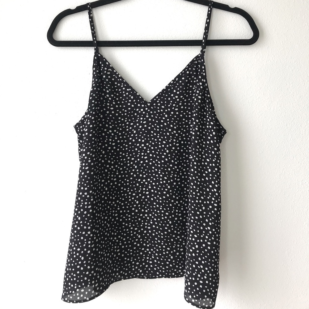 Abound Black Polka Dot Spaghetti Strap V-Neck Camisole, Size: S